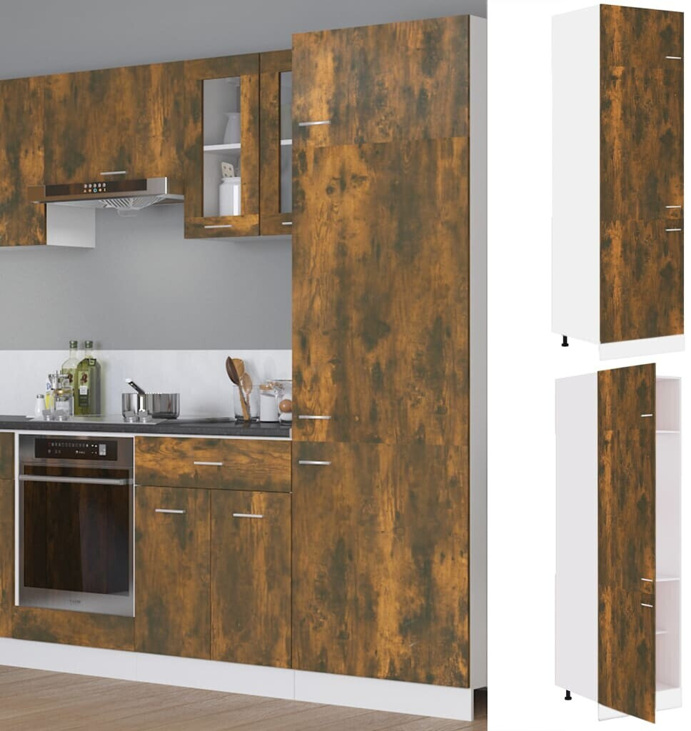 Photos - Kitchen System VidaXL Refrigerated cabinet smoked oak 60x57x207 cm 