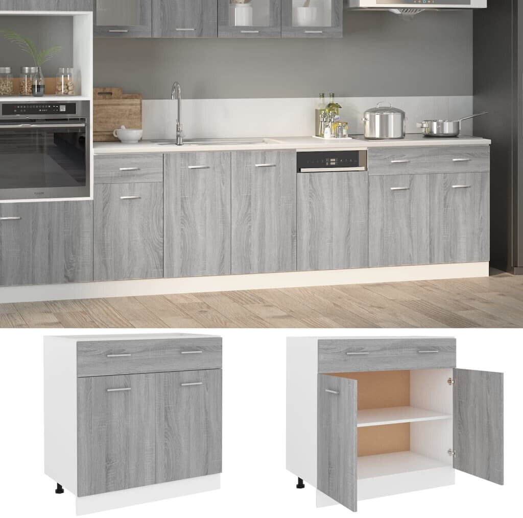 Photos - Kitchen System VidaXL Base cabinet with drawer Gray Sonoma 80x46x81,5 cm 