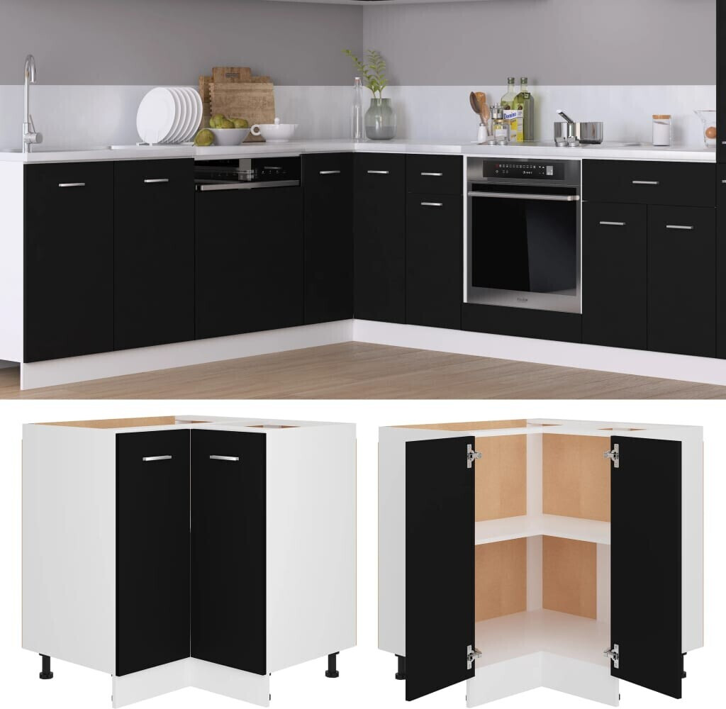 Photos - Kitchen System VidaXL Corner base cabinet black 75,5x75,5x80,5 cm 