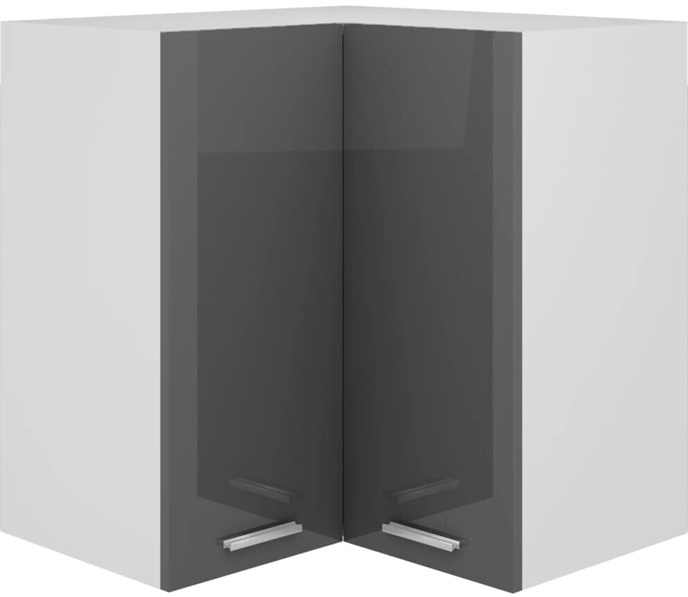Photos - Kitchen System VidaXL Corner wall cabinet high gloss gray 57x57x60 cm 