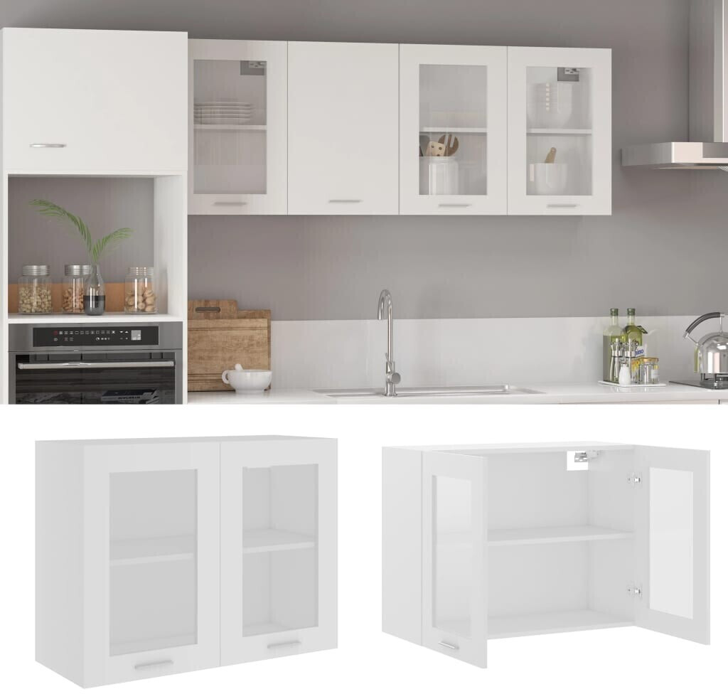 vidaXL Hanging glass cabinet white 80x31x60 cm