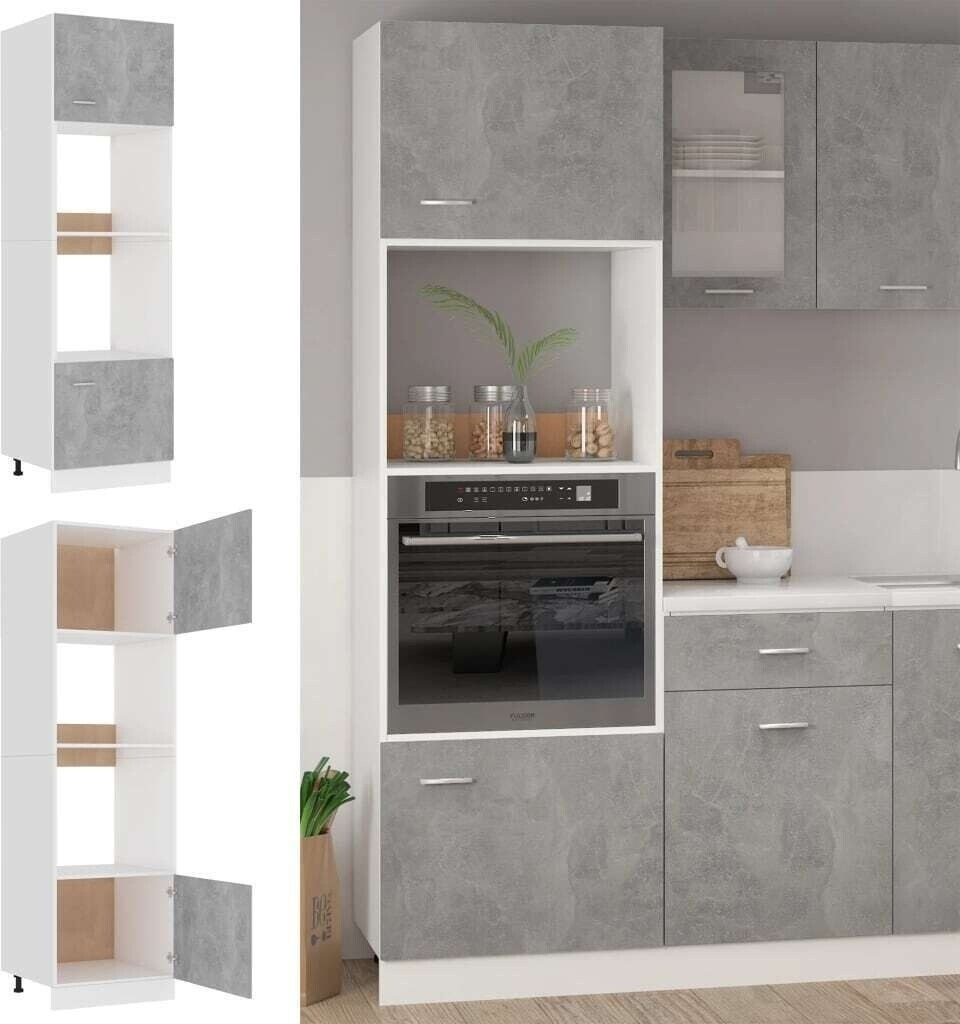 vidaXL Microwave cabinet concrete gray 60x57x207 cm