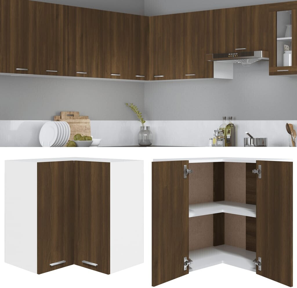 vidaXL Corner wall cabinet brown oak look 57x57x60 cm