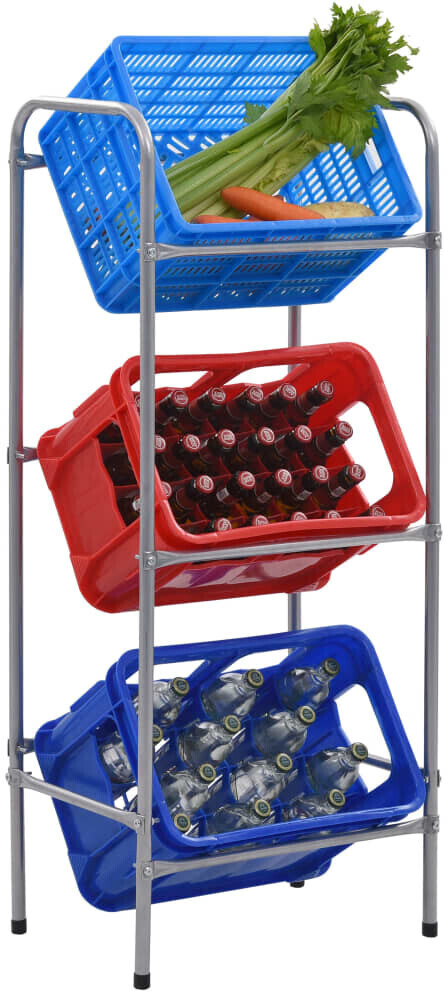 vidaXL Box rack for 3 boxes silver 50 x 33 x 116 cm steel