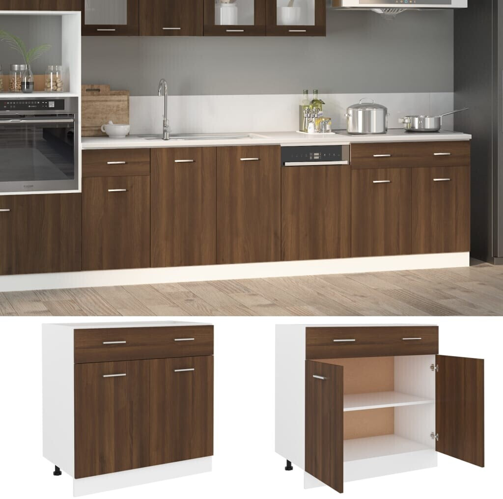 vidaXL Base cabinet with drawer brown oak look 80x46x81,5 cm