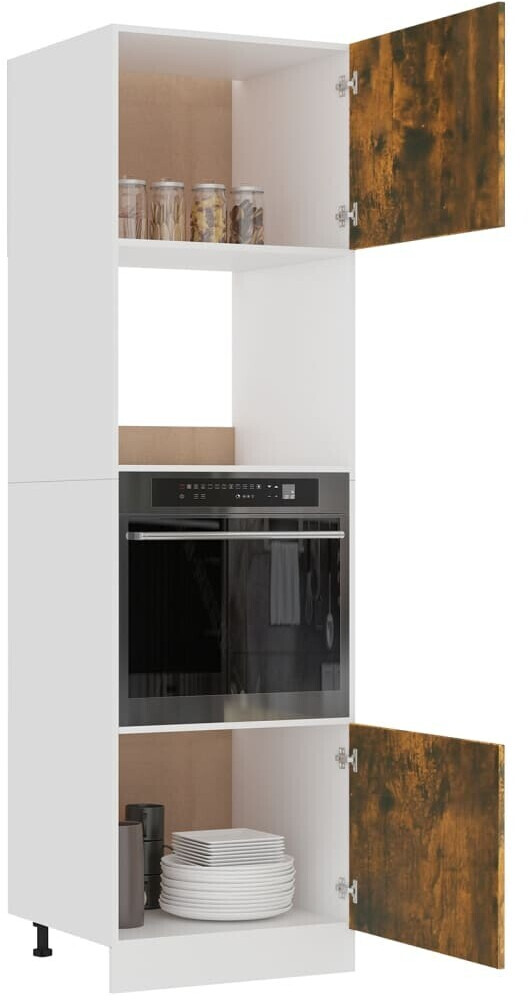 Photos - Kitchen System VidaXL Microwave cabinet smoked oak 60x57x207 cm 