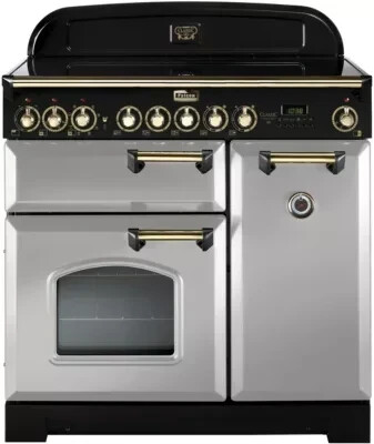 Falcon Classic Deluxe 90 vitrocéramique gris perle laiton