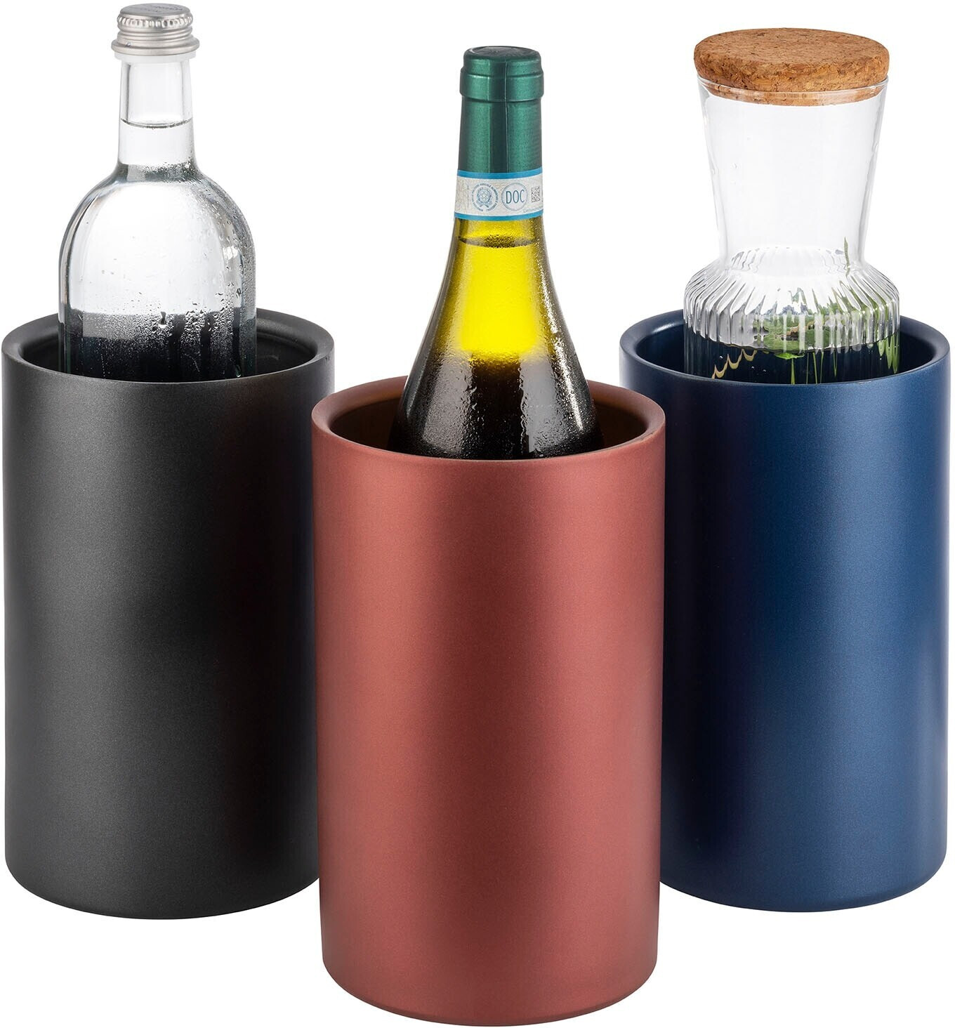 APS Doppelwandiger Flaschenkühler/ Weinkühler für Flaschen mit max. Ø 10cm,  schwarz/ außen Ø 12 cm, H: 20 cm (36127) ab 20,79 €