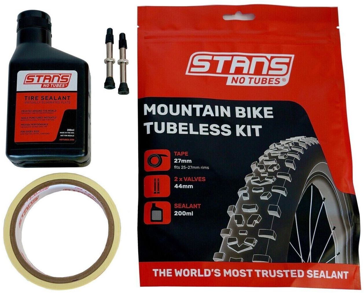 NoTubes Mountain Bike Tubeless Kit Tape / Valve / Tire Sealant 25 mm