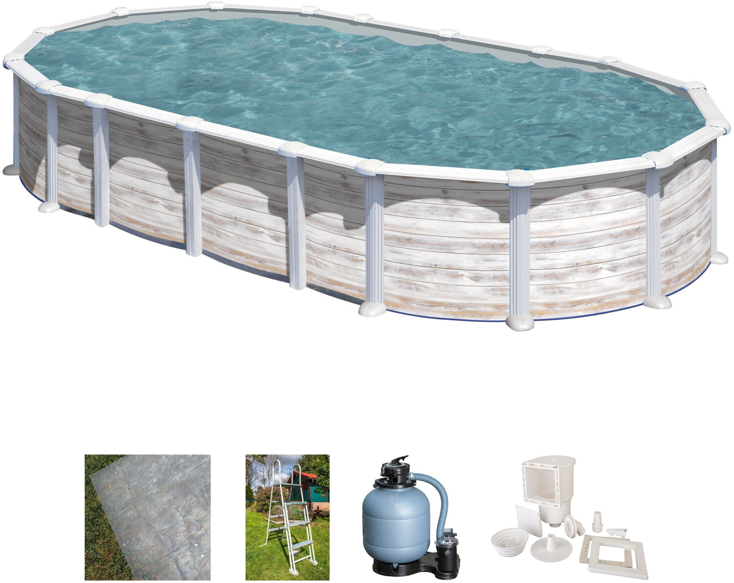 Gre Oval Pool Islandia + FS400 399x744x132 cm (Set 5 pcs.)