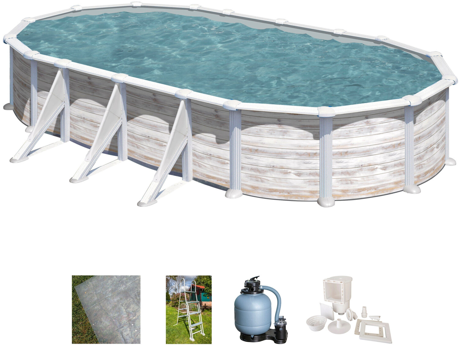 Gre Oval Pool Groenlandia + FS400 575x744x132 cm (Set 5 pcs.)