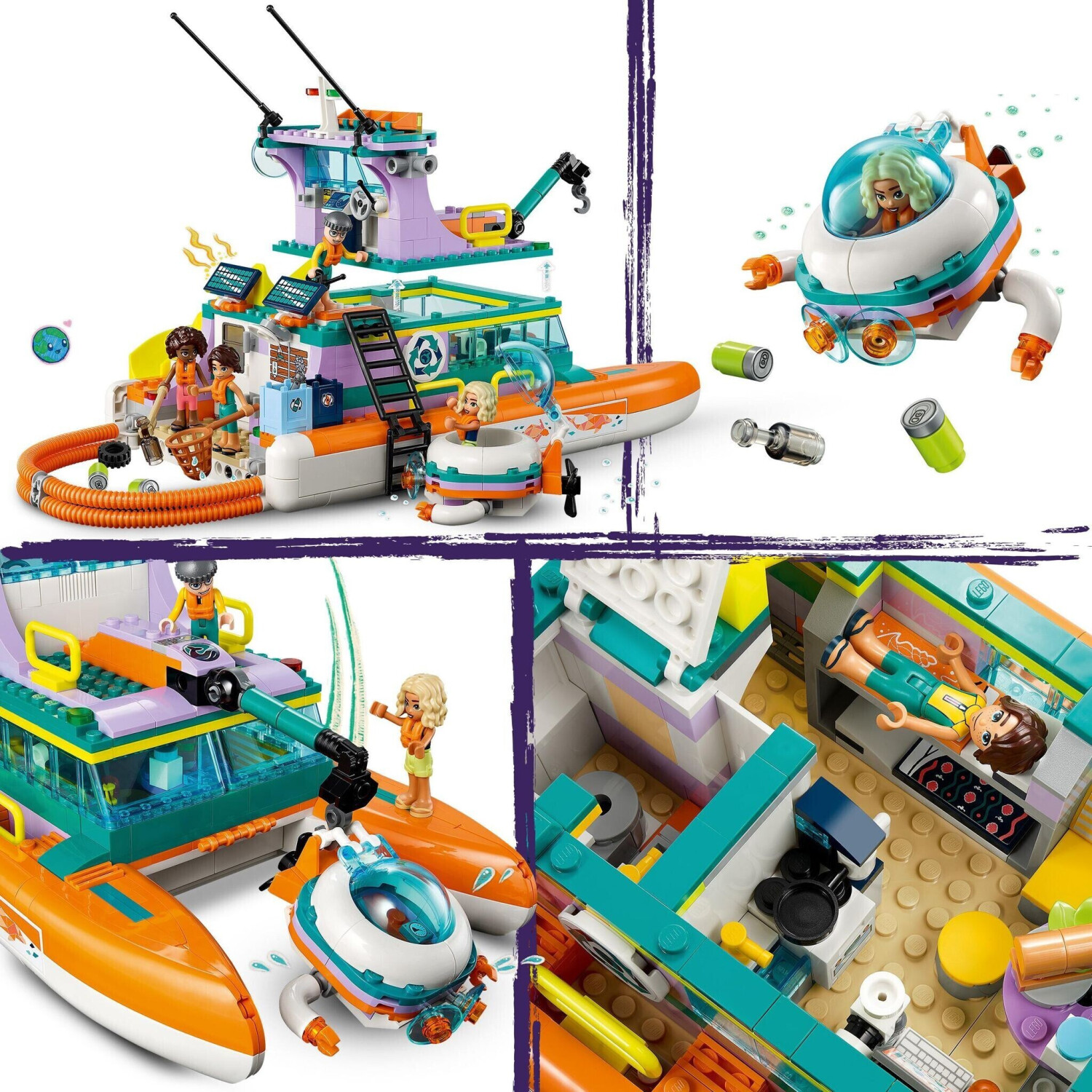 LEGO Friends 41734 pas cher, Le bateau de sauvetage en mer
