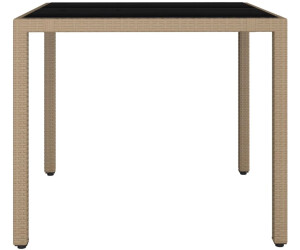 vidaXL Gartentisch mit Glasplatte beige Poly Rattan & Hartglas ab 91,59