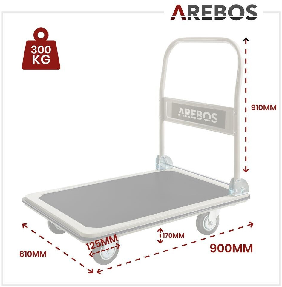 Chariot pliant à plate-forme charge 300 kg pas cher