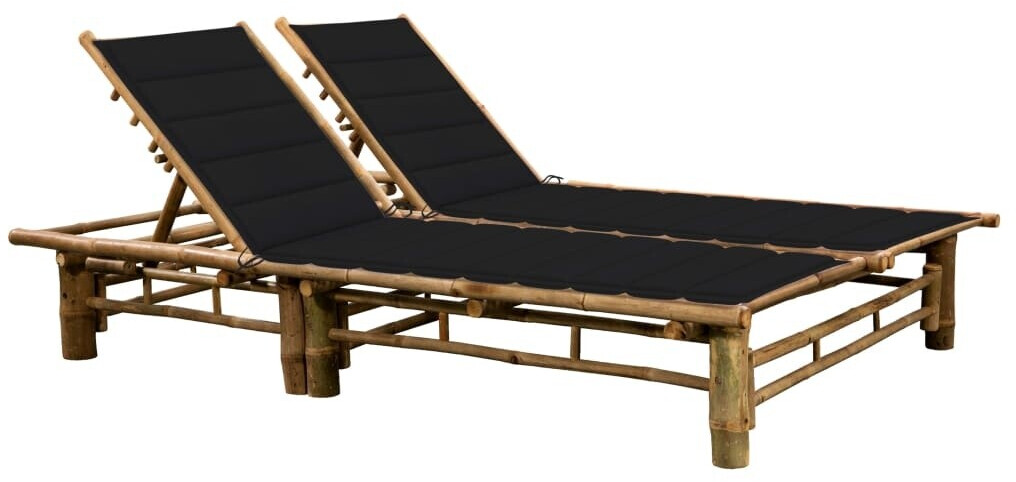 vidaXL 2-Personen-Sonnenliege mit Auflagen Bambus (3063952)