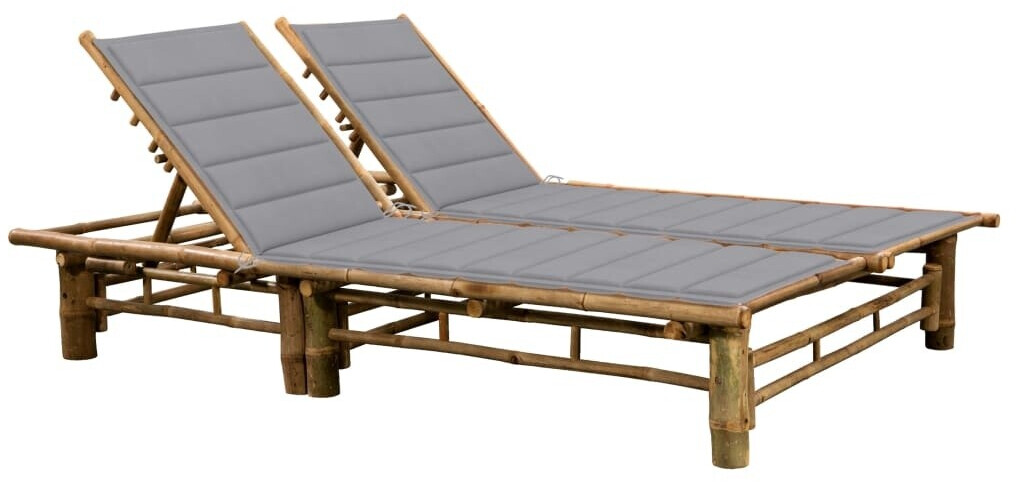 vidaXL 2-Personen-Sonnenliege mit Auflagen Bambus (3063946)