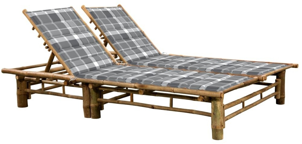 vidaXL 2-Personen-Sonnenliege mit Auflagen Bambus (3063959)