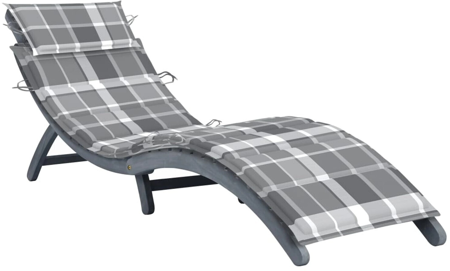 vidaXL Sonnenliege mit Auflage Grau Massivholz Akazie (3064058)