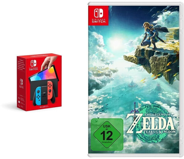 Nintendo Switch (OLED-Modell) neon-blau/neon-rot + The Legend of Zelda: Tears of the Kingdom