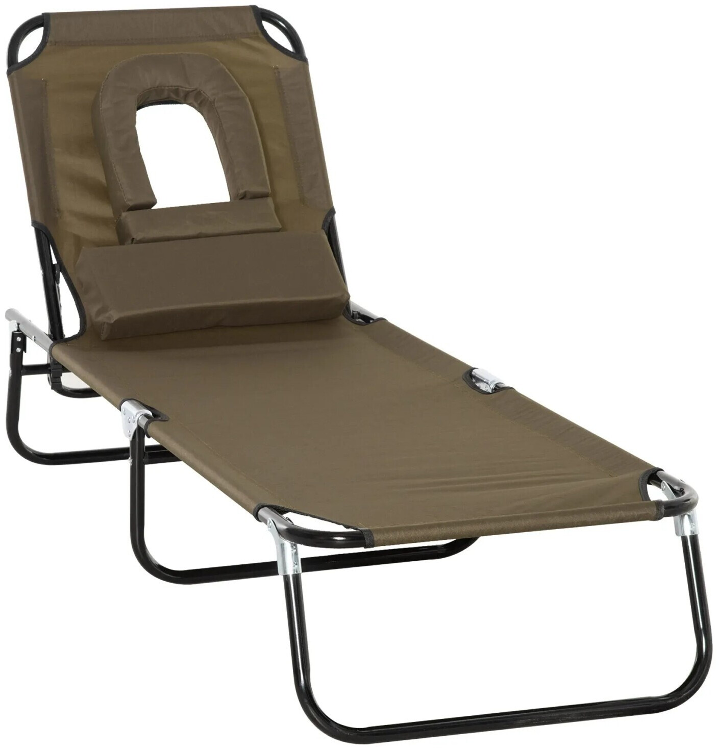 Outsunny Gartenliege mit Gesichtsöffnung Braun (1011850684)