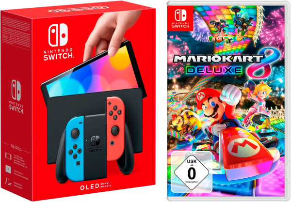 Nintendo Switch (OLED-Modell) neon-blau/neon-rot + Mario Kart 8: Deluxe, Bild 2