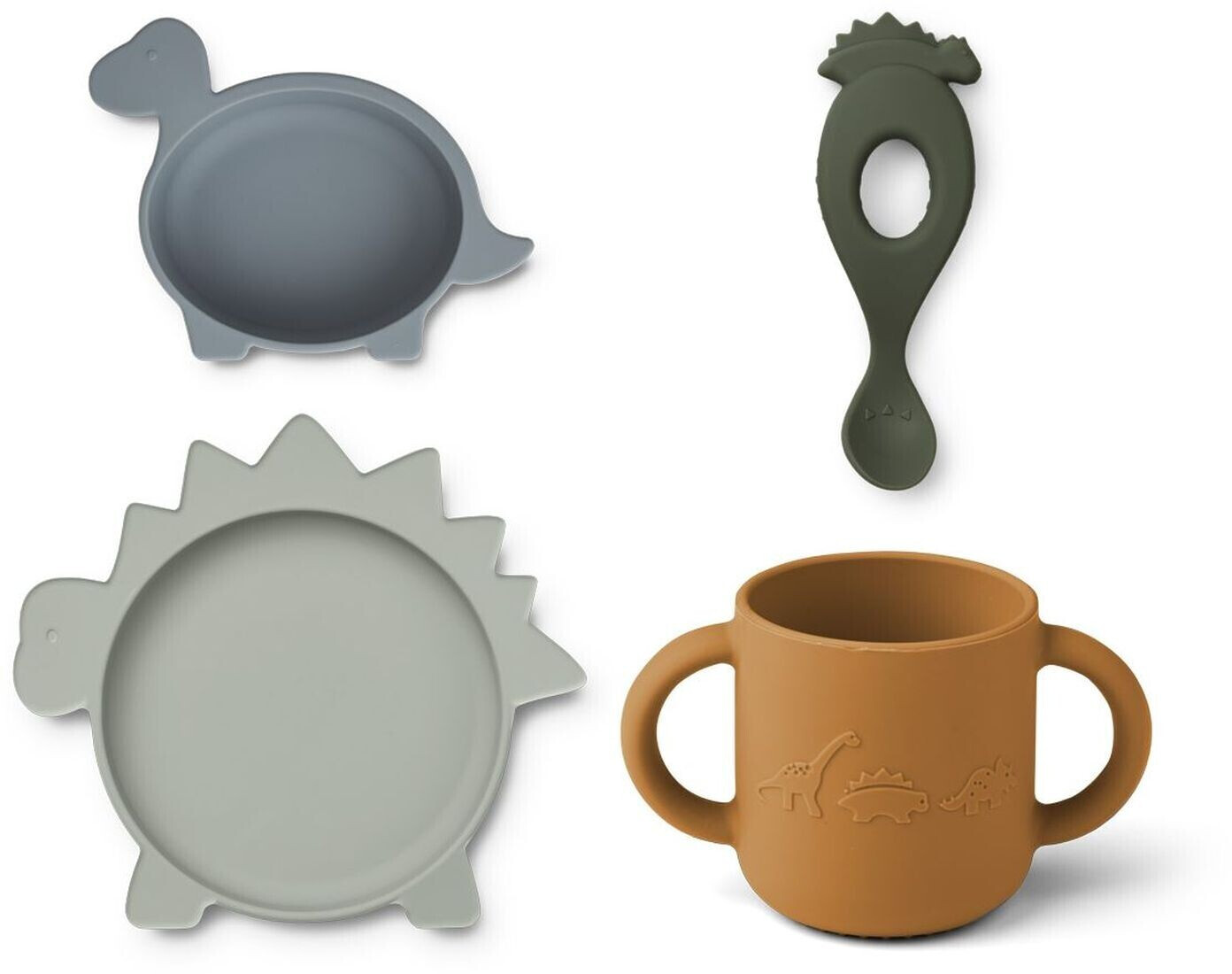 Liewood Vivi Silicone tableware set of 4 Dino blue multi mix