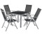 Juskys Milano Aluminium Gartengarnitur mit Tisch und 4 Stühlen silber-grau /schwarz