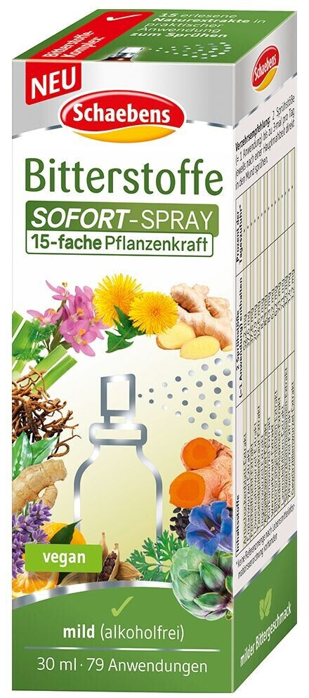 Schaebens Bitterstoffe Sofort-Spray mild alkoholfrei (30ml) ab 5,99 €  (Februar 2024 Preise)
