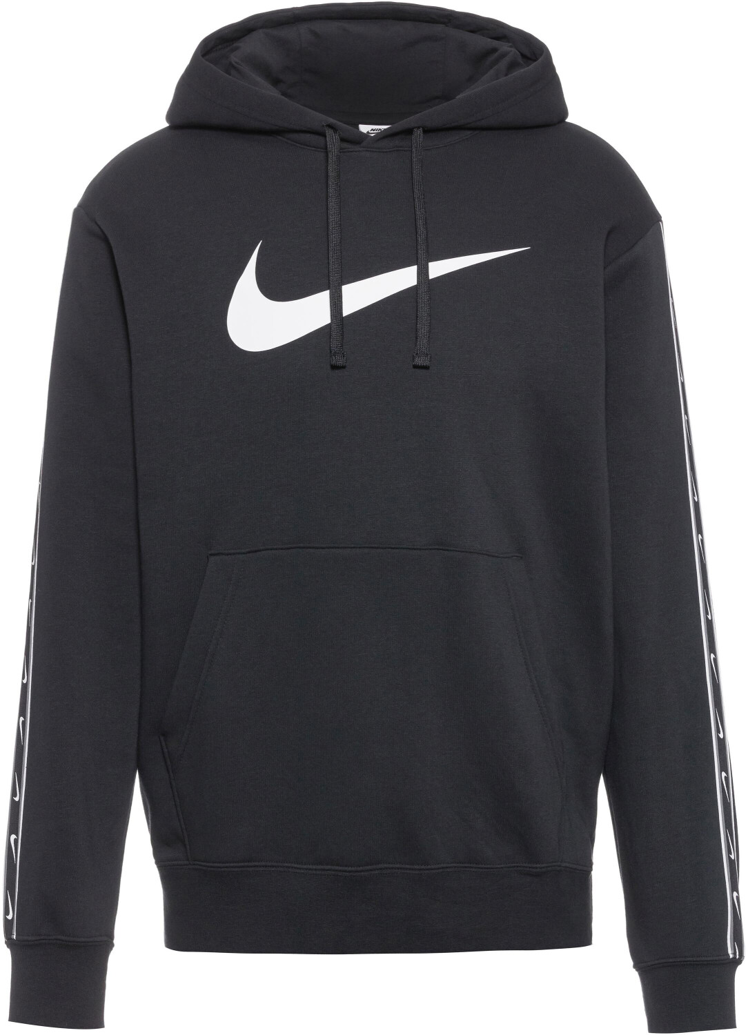 Black nike hoodie with big white swoosh best sale