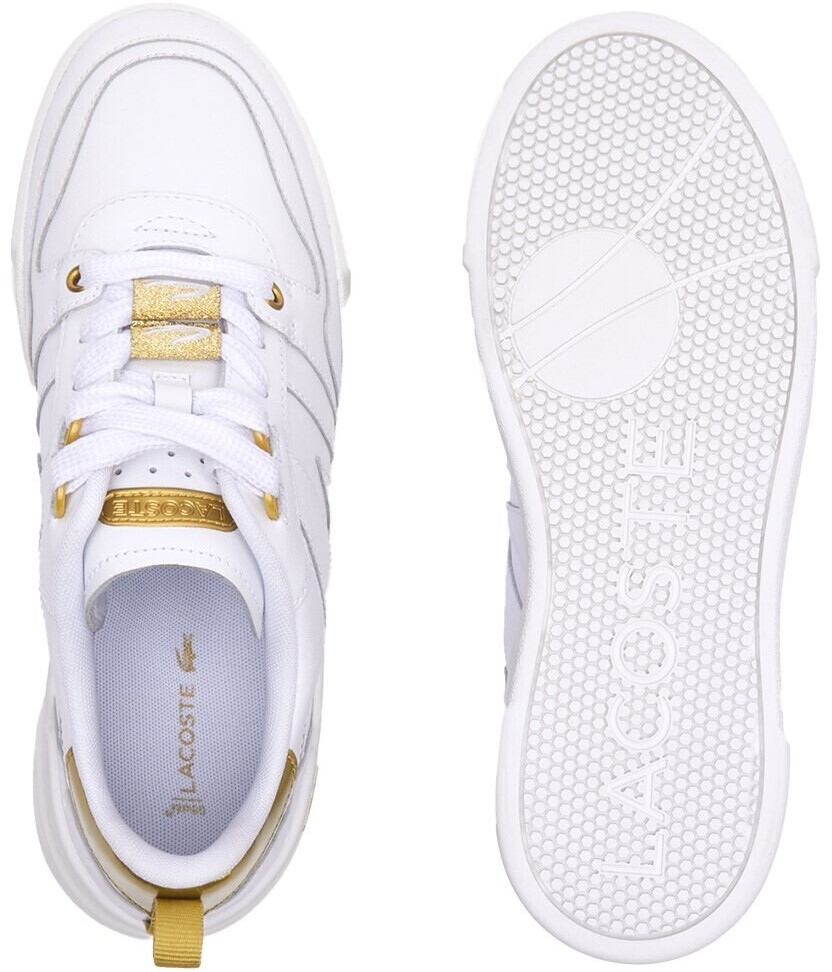 Lacoste shoes clearance white and gold