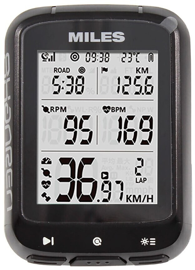 Shanren Miles BLE 5.0 Ordinateur de vélo GPS intelligent hybride noir