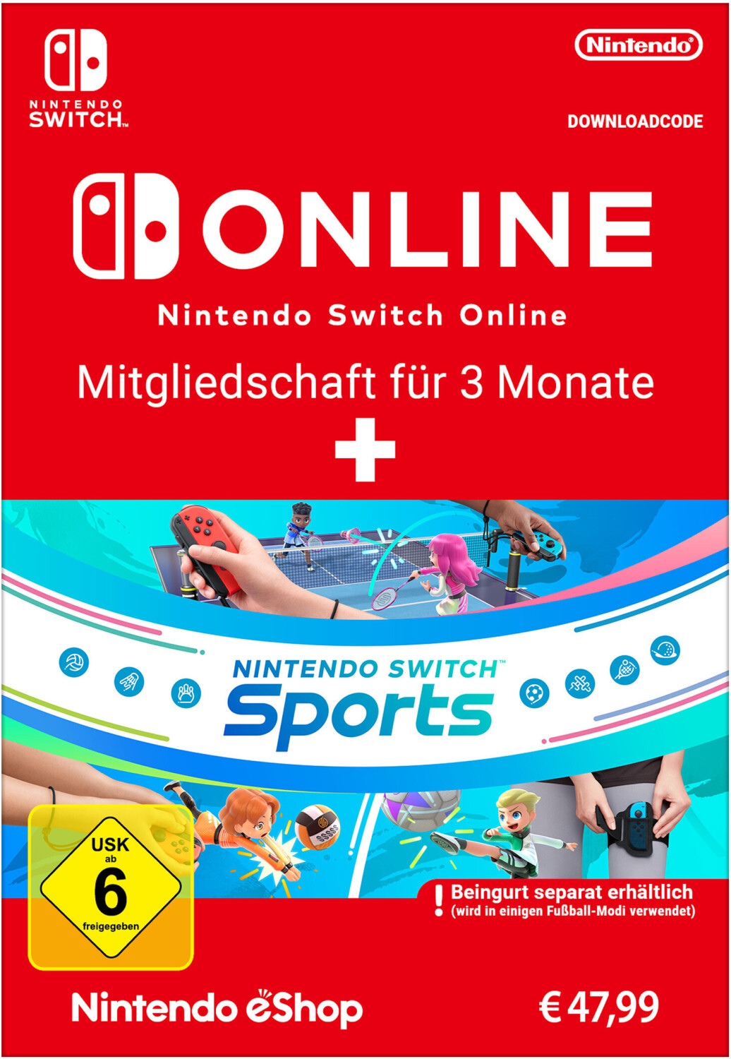 Nintendo Switch Online Mitgliedschaft für 3 Monate + Nintendo Switch Sports  ab 69,50 € | Preisvergleich bei | Game Cards & Gaming Guthaben