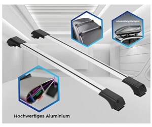Bremer Sitzbezüge Dachträger Dachgepäckträger Querträger kompatibel mit OEM  Dachreling für VW Touareg 1 7L ab 2002 - 2010 in Matt Silber ab 69,90 €