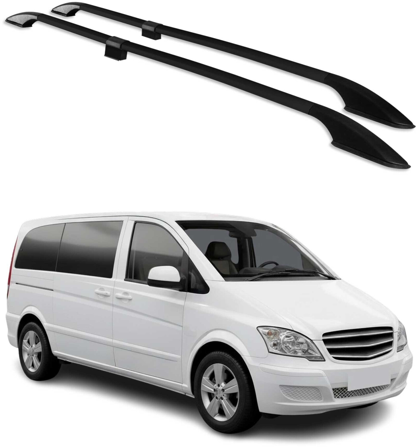 Rails De Toit Mercedes Vito W639 W447 2003-2023 - Noir - Charge 75kg - Lot De 2