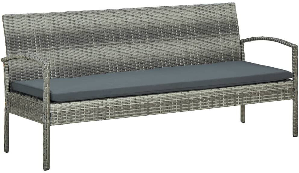 vidaXL Gartensofa 3Sitzer mit Kissen Poly Rattan grau ab 183,99