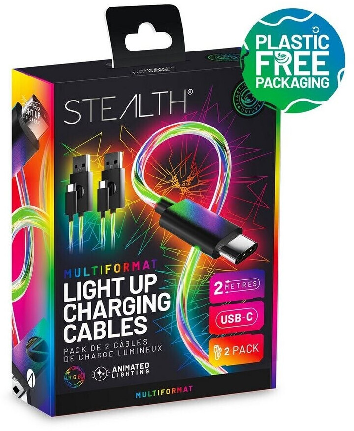 Stealth 2er Set USB-C LED Controller Ladekabel 2 m mit Licht
