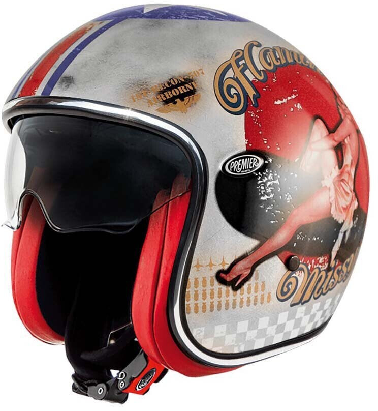 Premier Helmets 23 Vintage Pin Up Old Style 22.06 Open Face Helmet White