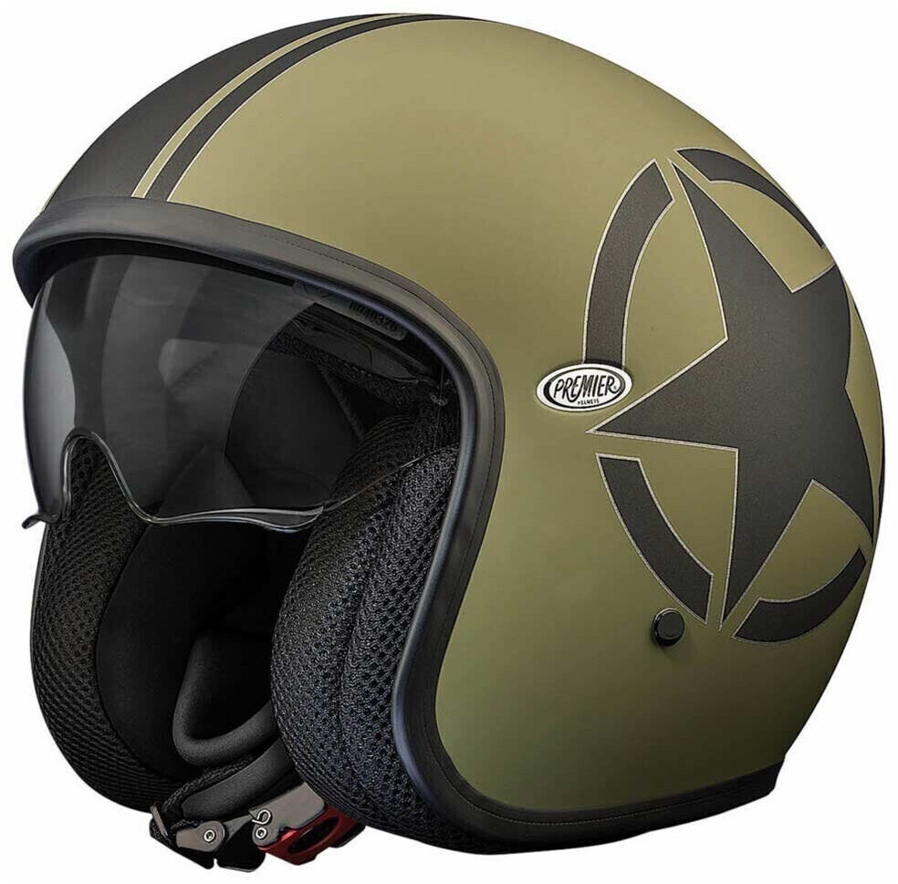 Premier Helmets Vintage Evo Star Military Bm Open Face Helmet Green
