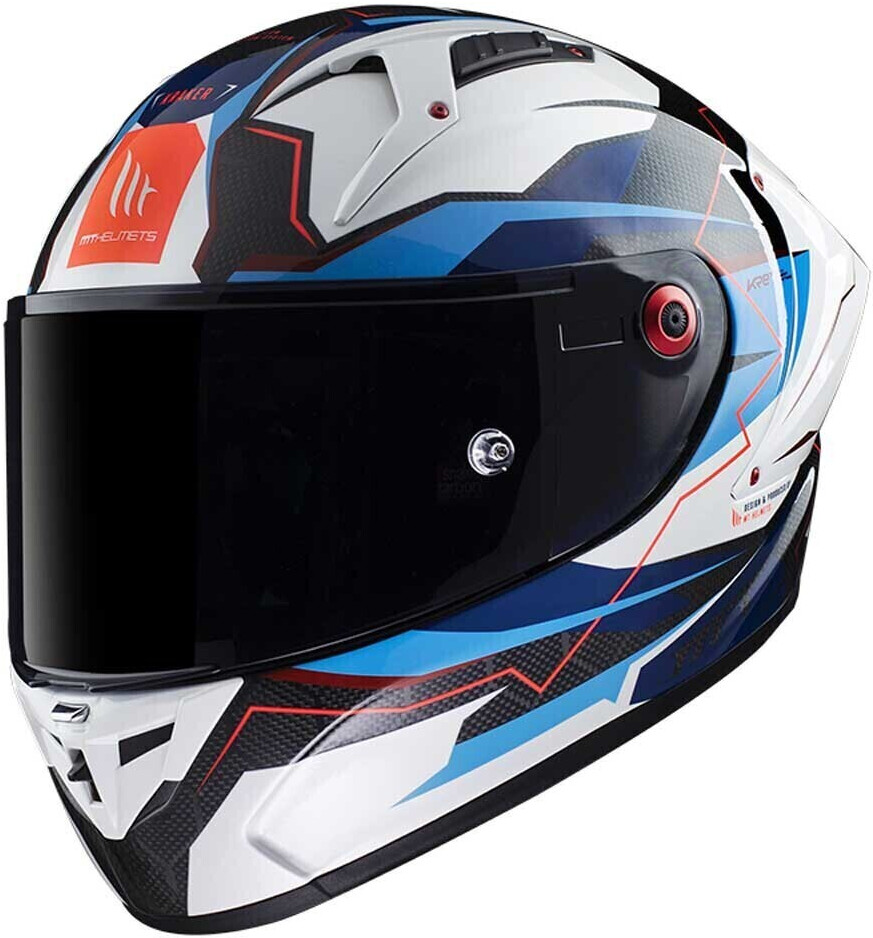 MT Helmets Kre+ Carbon Kraker B7 Full Face Helmet White/Blue