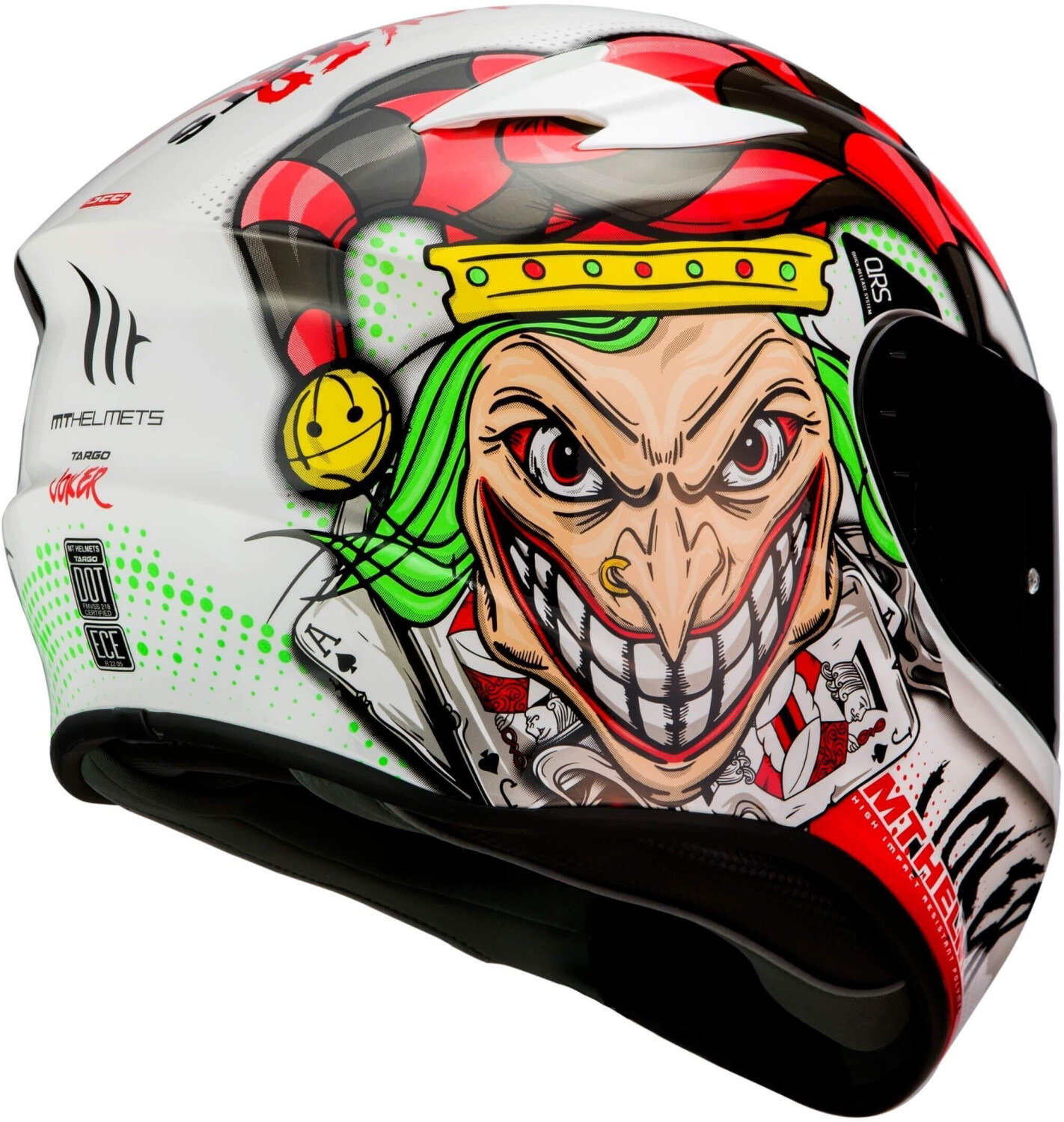 thumbnail image 2 of MT TARGO S JOKER Full Face Motorcycle Helmet - Gloss White, ECE22.06 Approved 2 of 6