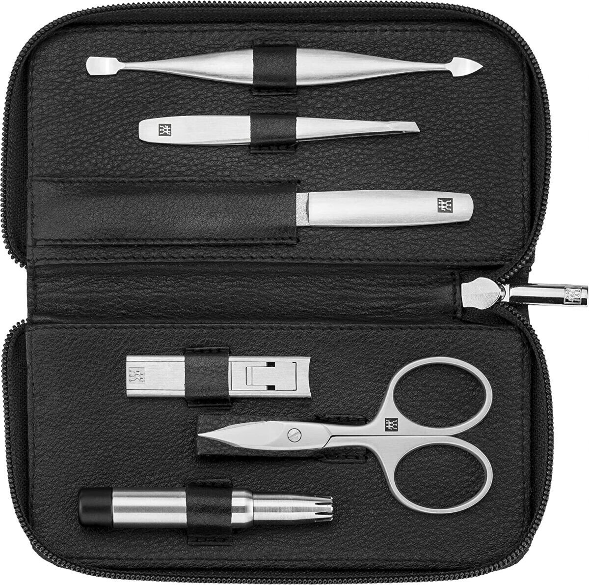 ZWILLING Schwarzes Leder-Etui mit Reißverschluss aus Leder (6-tlg.)