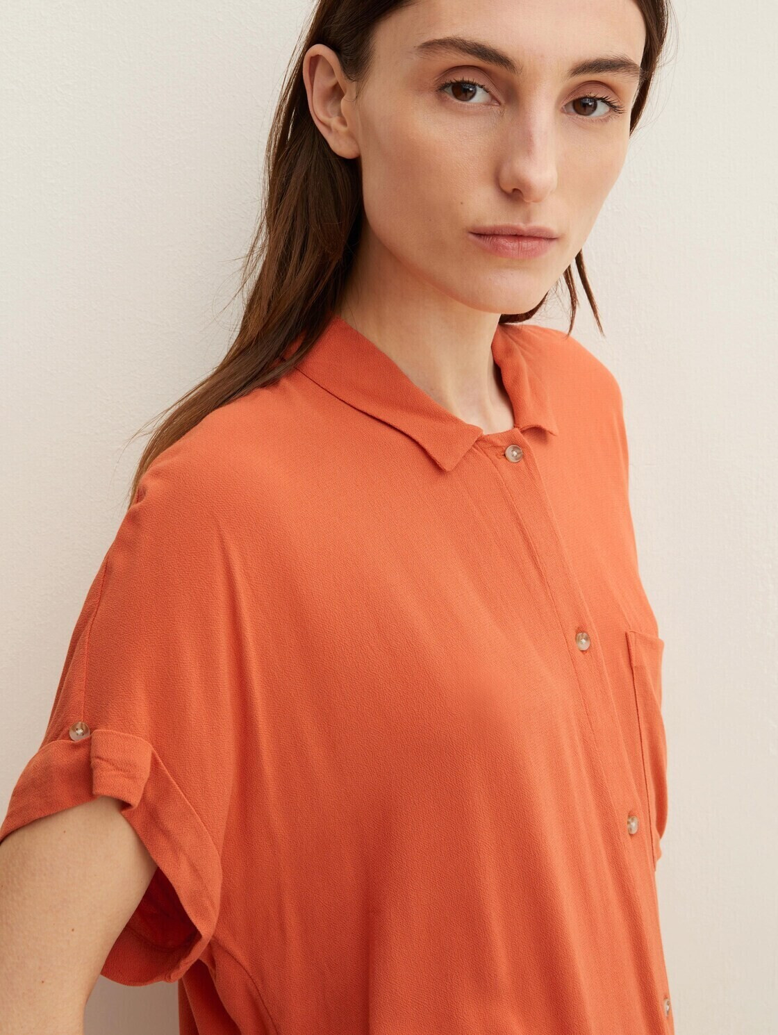 Tom Tailor Loose-Fit-Bluse mit fixiertem Ärmelaufschlag (1031807) orange ab  11,19 € | Preisvergleich bei