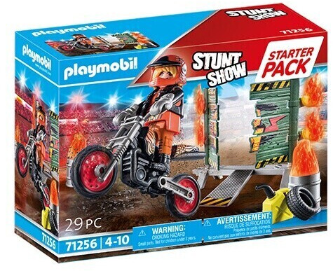 Photos - Toy Car Playmobil Stuntshow - Starter Pack Moto With Fire Wall  (71256)