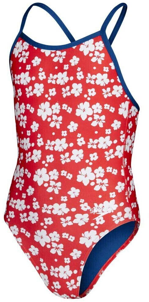 Speedo Girls' Allover V-back Swimsuit (81284615185) red