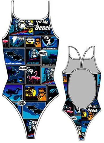 Turbo New Comic Thin Strap Swimsuit girls (89412222) black