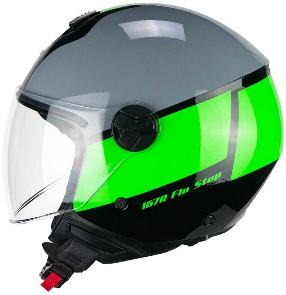 CGM 167r Flo Step Open Face Helmet Grey/Green