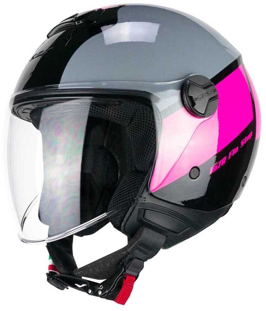 CGM 167r Flo Step Open Face Helmet Glossy Grey/Pink