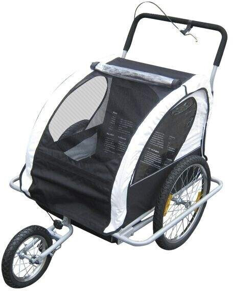 BC-Elec Remorque vélo 2 en 1 convertible poussette/jogger blanc/noir (5664-0001B)