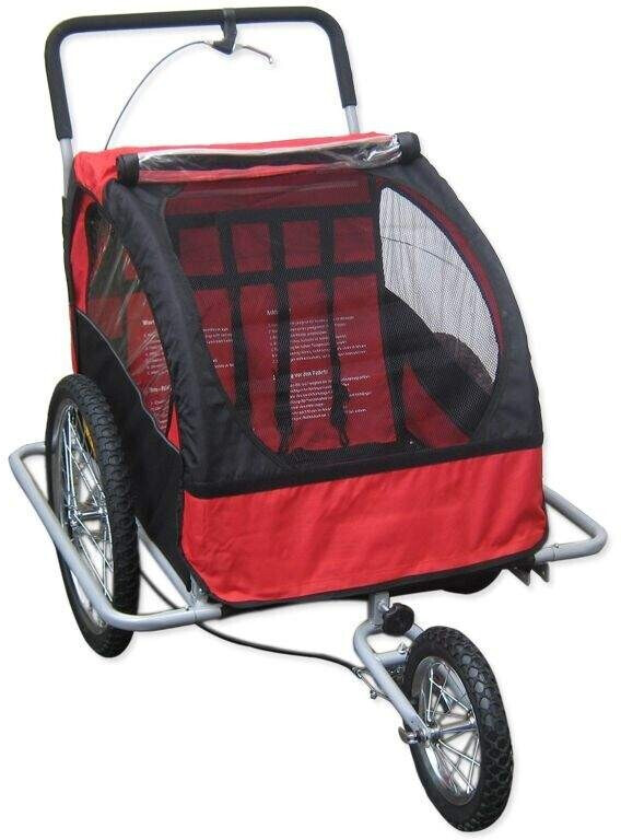BC-Elec Remorque vélo 2 en 1 convertible poussette/jogger rouge/noir (5664-0001A)
