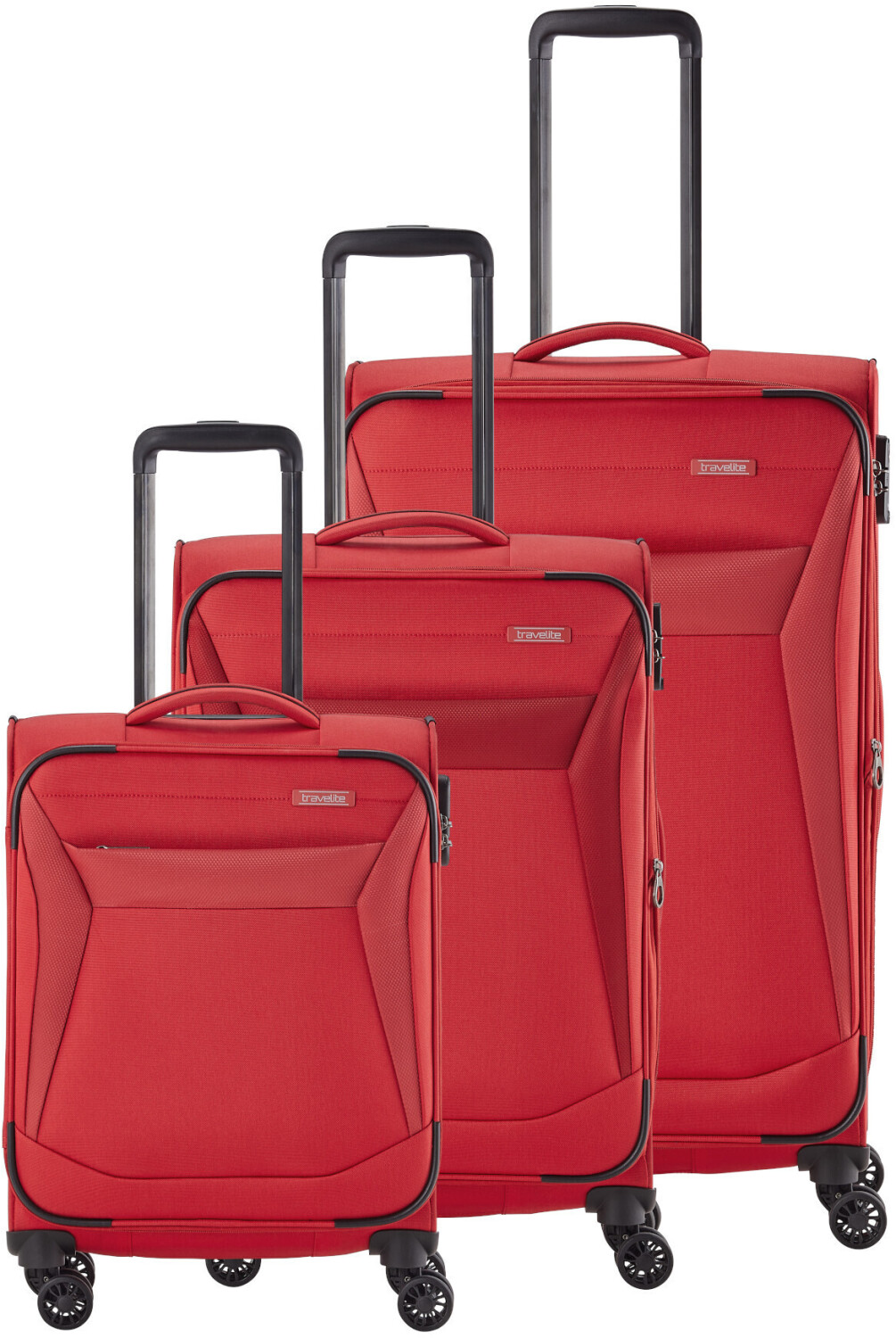Photos - Luggage Travelite Chios 4 Wheel Trolley Set 55/67/78 cm  red (80040)